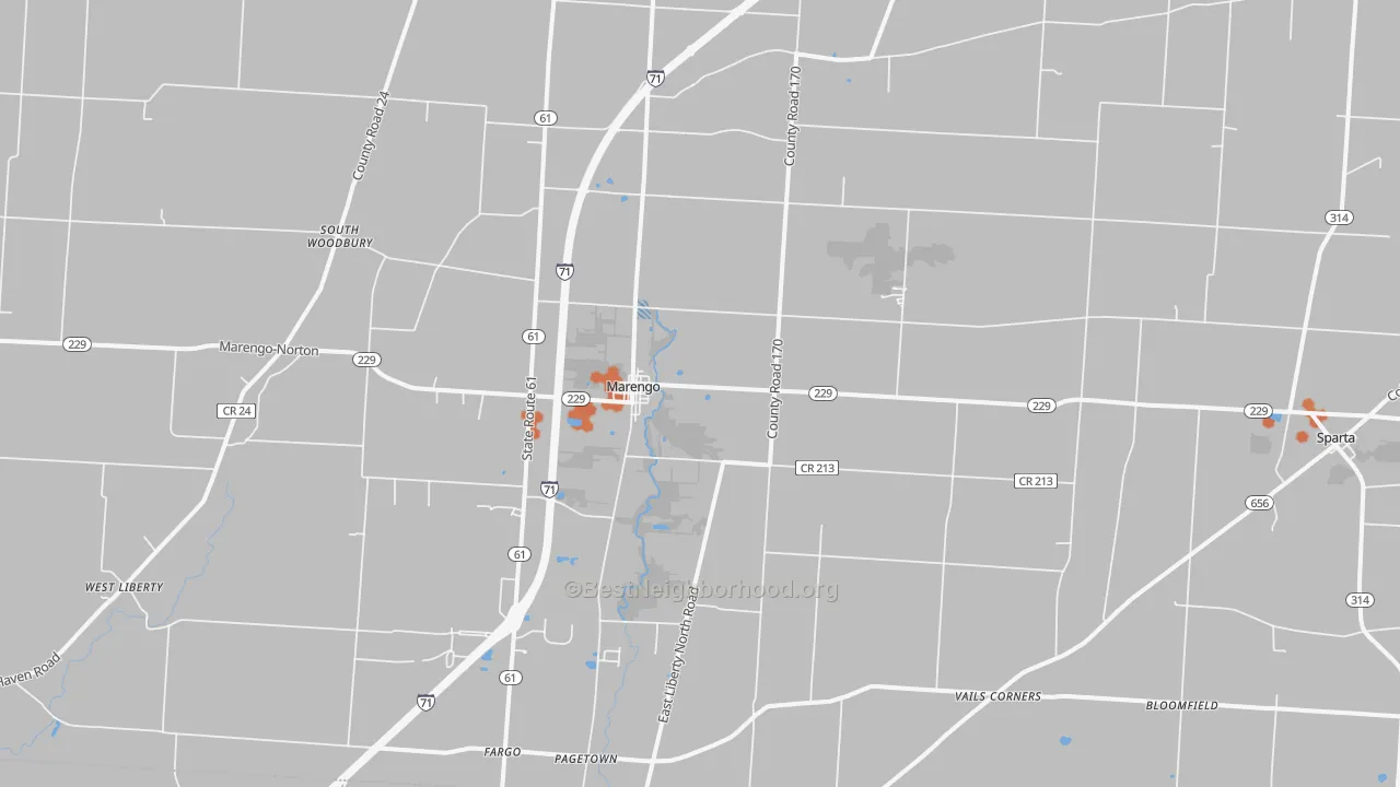 Bike Grade map of 43334, OH