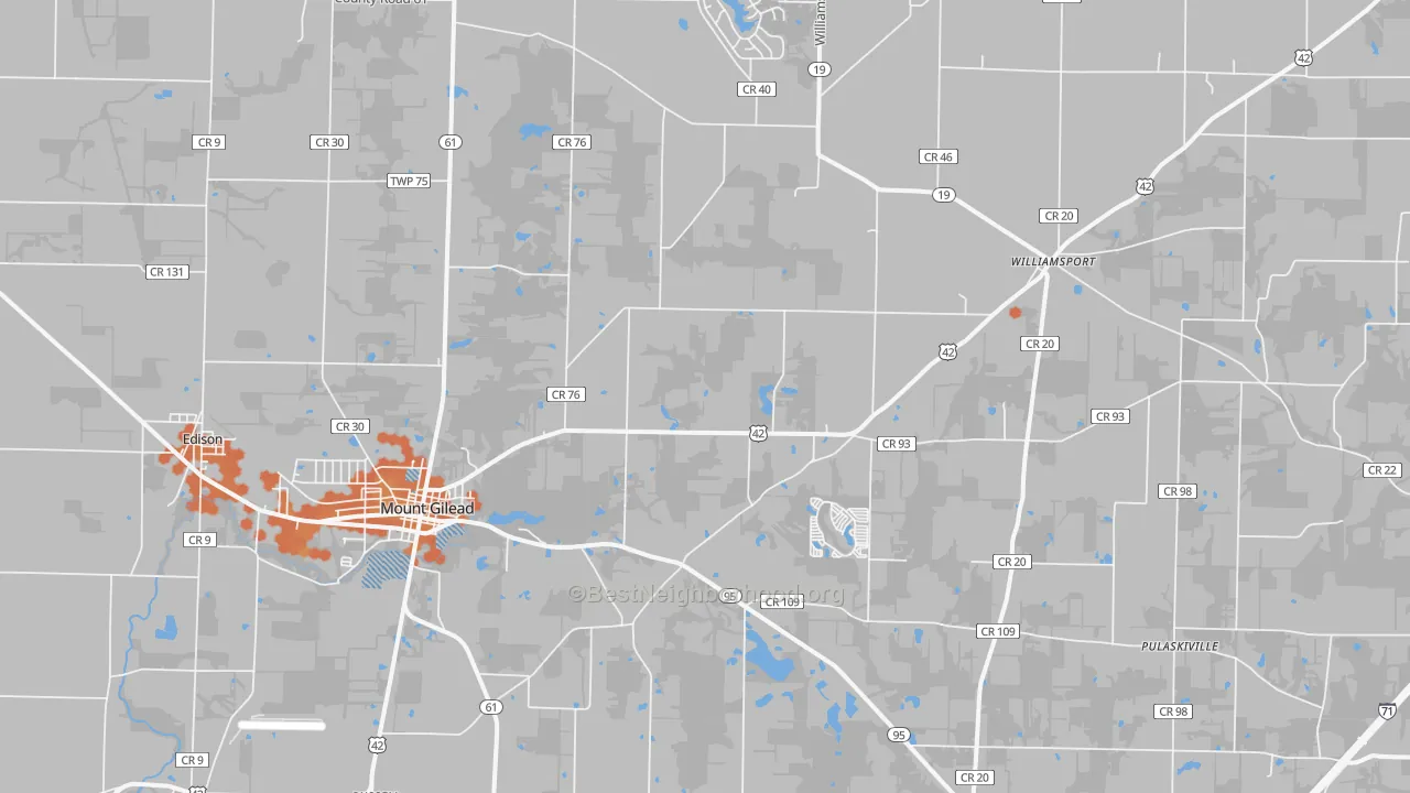 Bike Grade map of 43338, OH