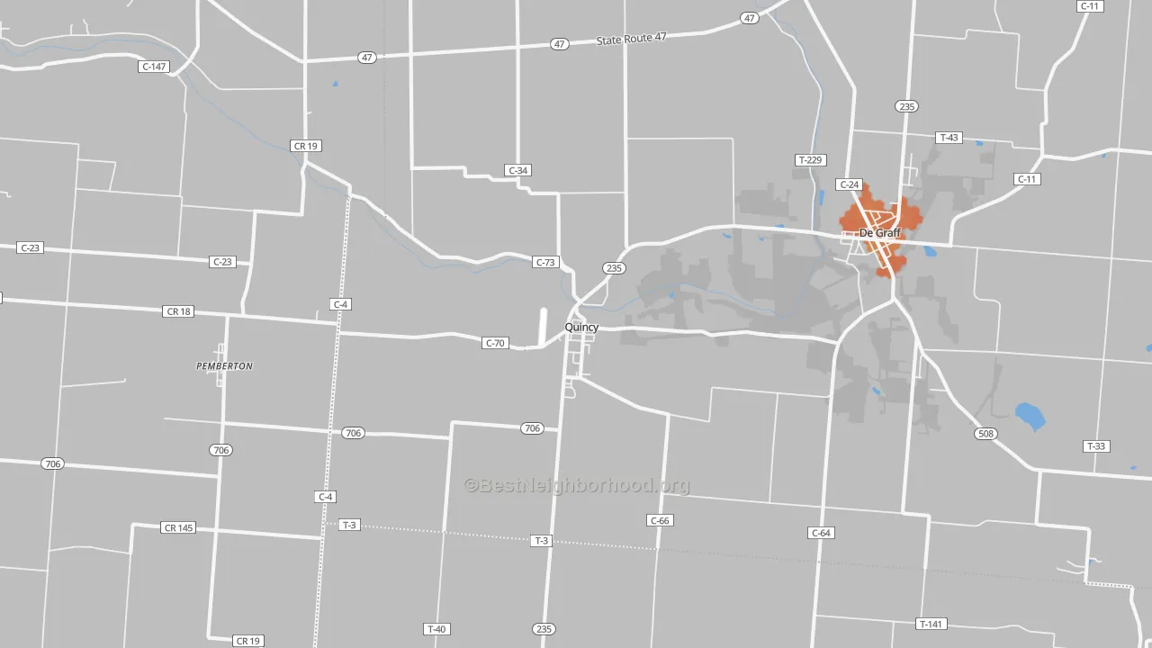 Bike Grade map of 43343, OH