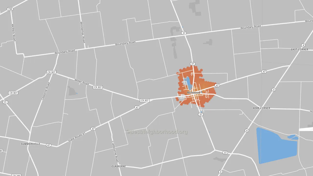 Bike Grade map of 43344, OH
