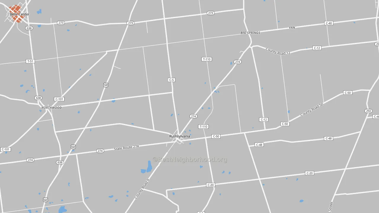 Bike Grade map of 43347, OH