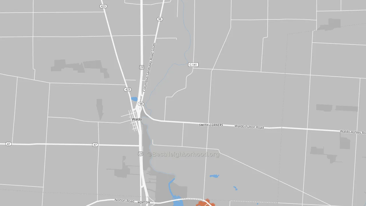 Bike Grade map of 43356, OH