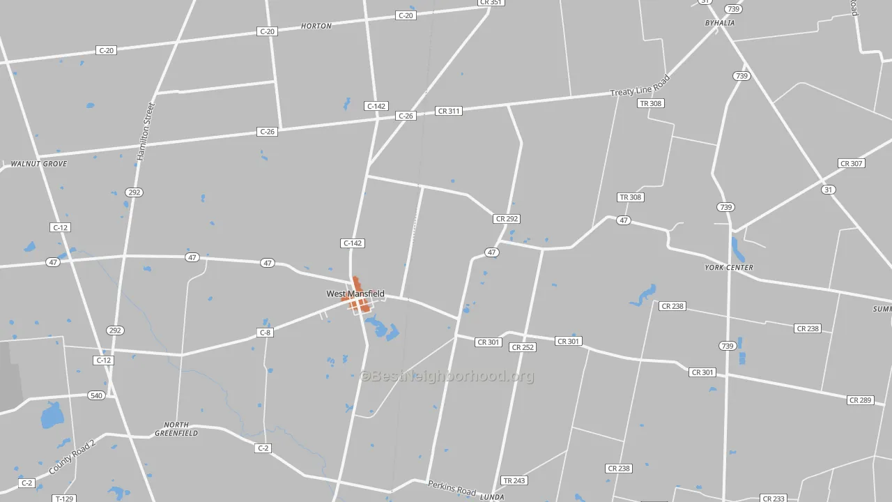 Bike Grade map of 43358, OH