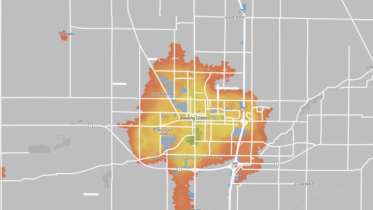 Bike Grade map of 43402, OH