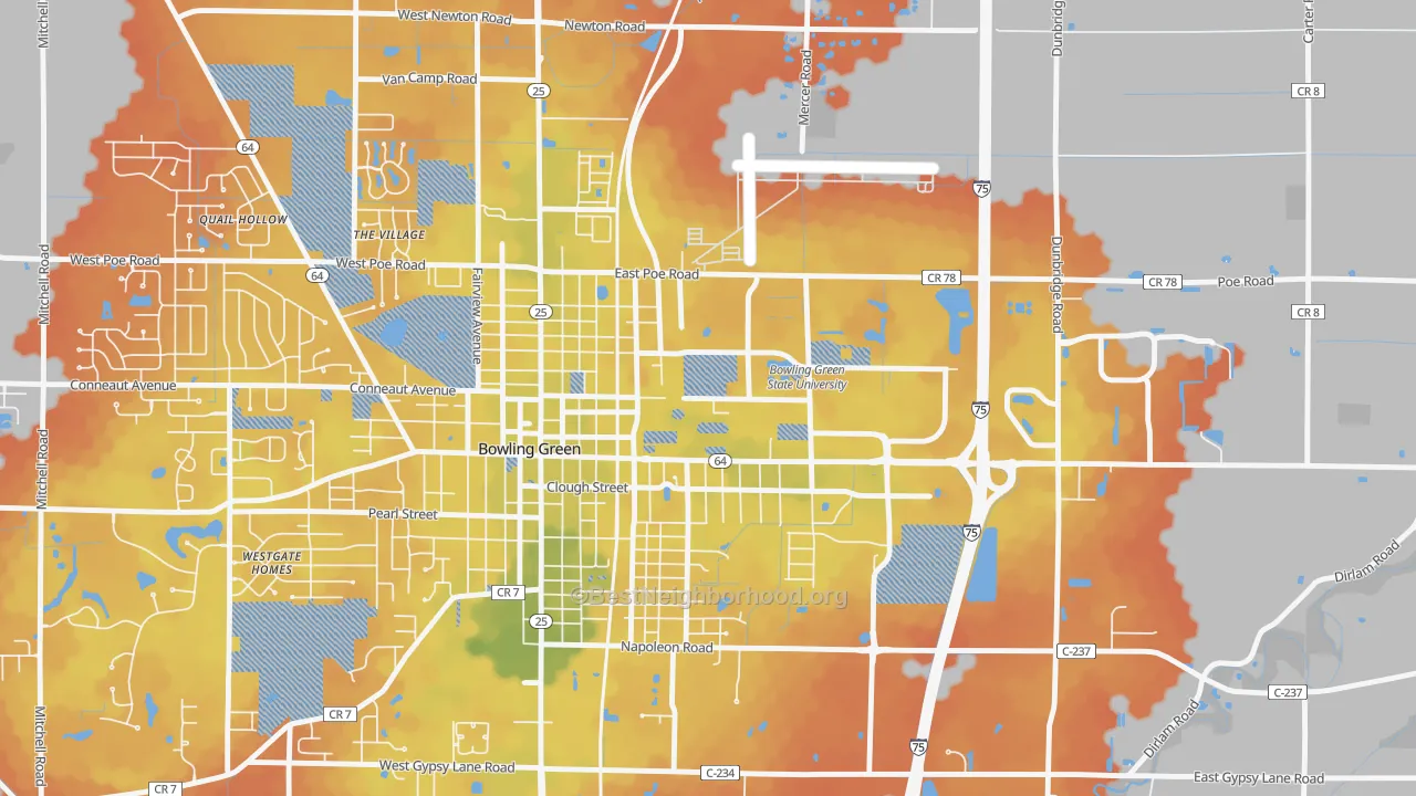 Bike Grade map of 43403, OH
