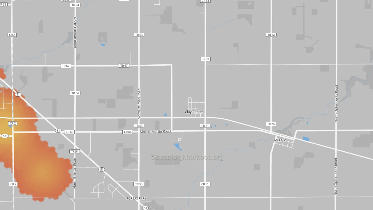 Bike Grade map of 43408, OH