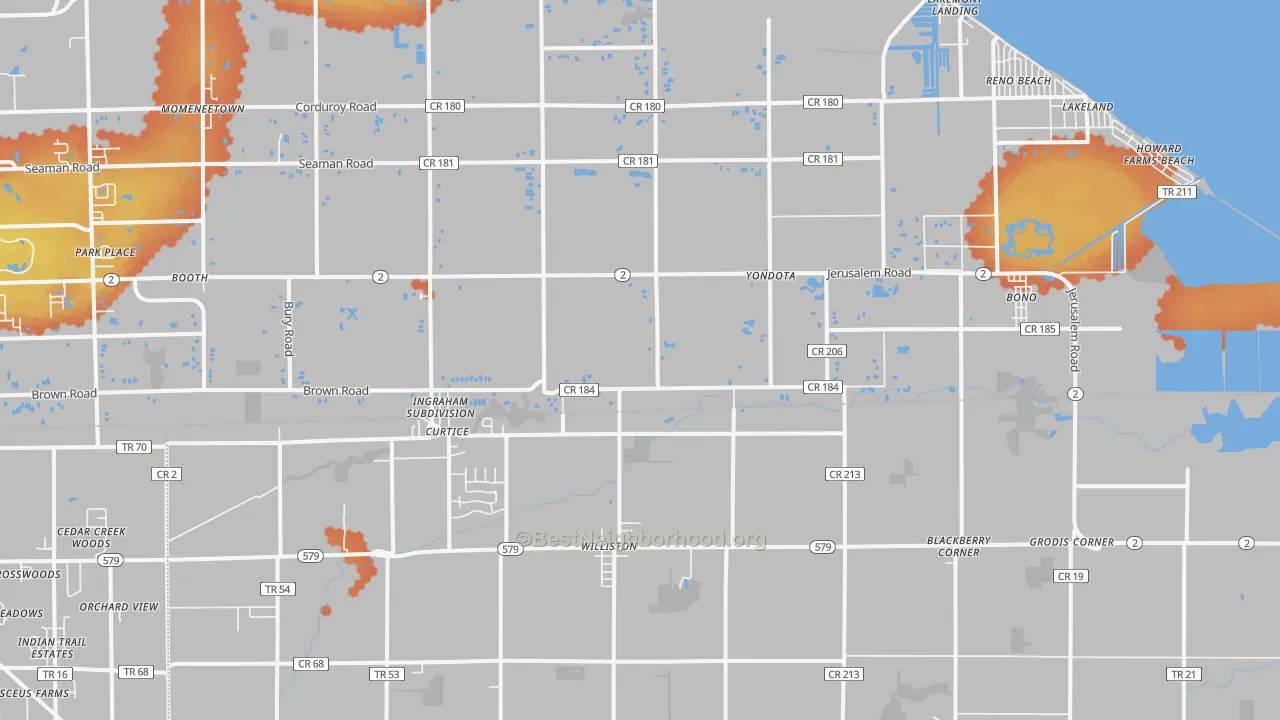 Bike Grade map of 43412, OH