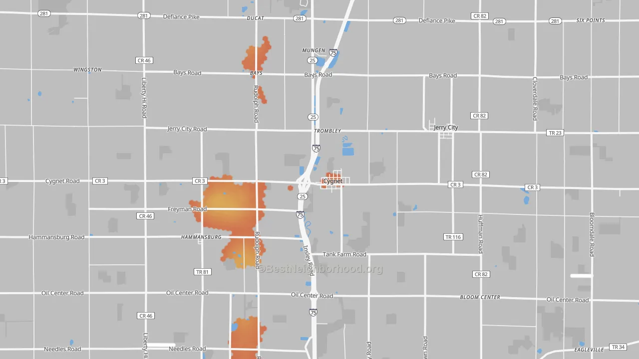 Bike Grade map of 43413, OH