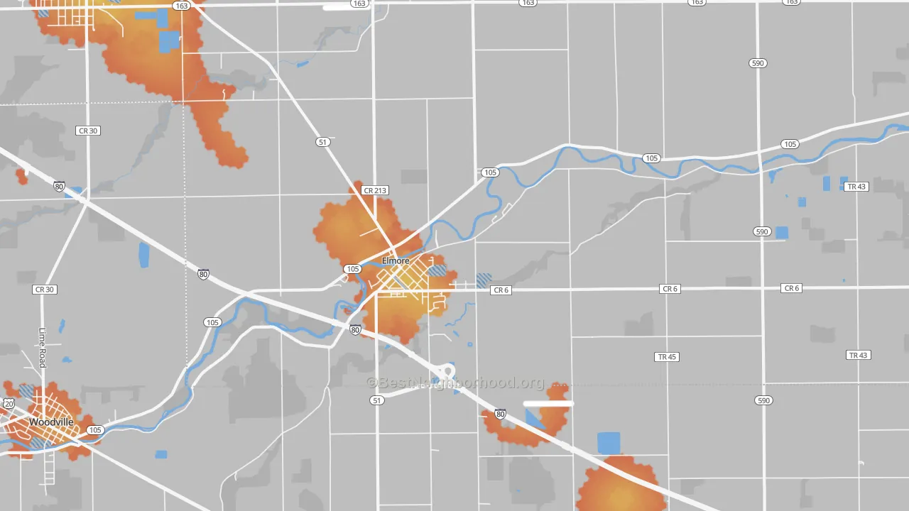 Bike Grade map of 43416, OH