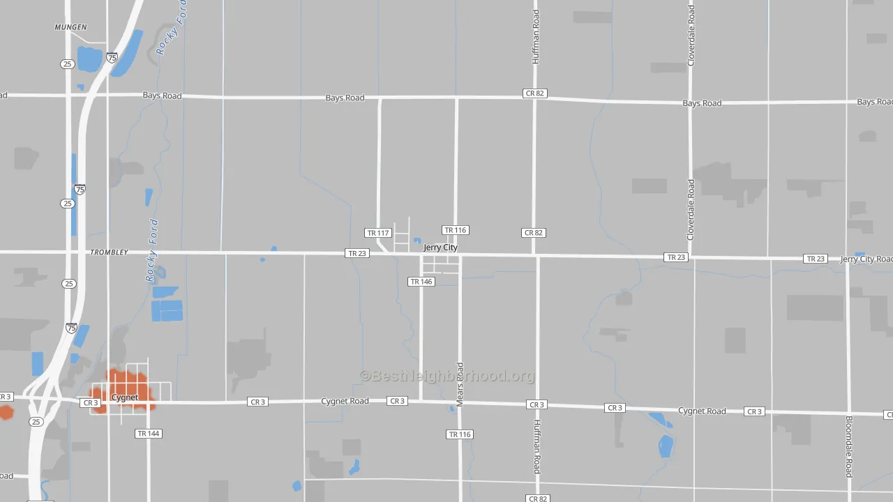 Bike Grade map of 43437, OH