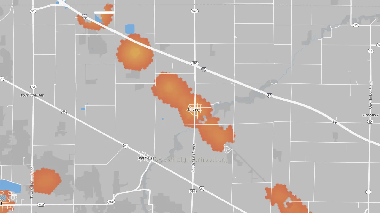 Bike Grade map of 43442, OH