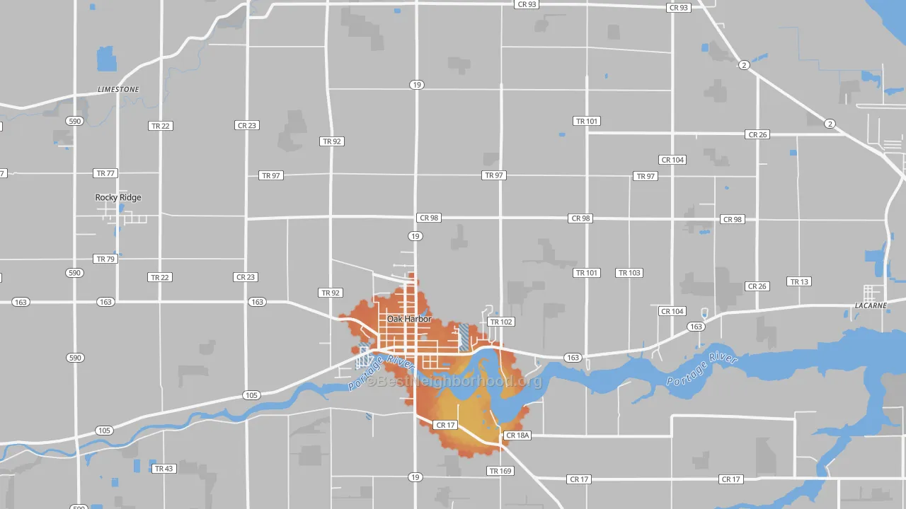 Bike Grade map of 43449, OH