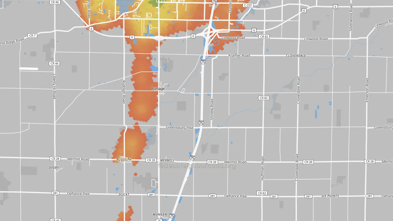 Bike Grade map of 43451, OH