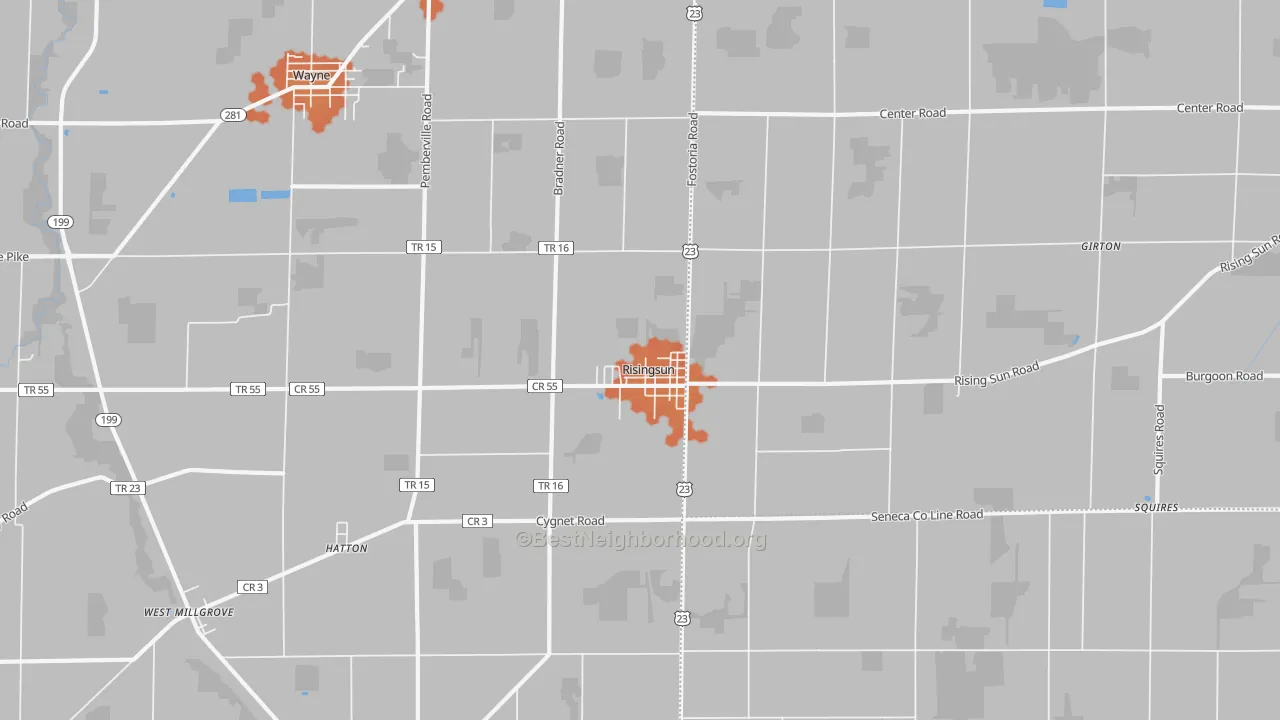 Bike Grade map of 43457, OH