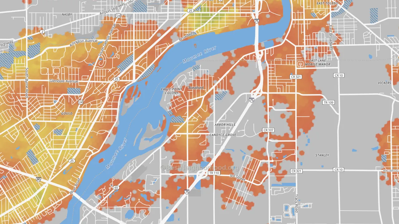 Bike Grade map of 43460, OH