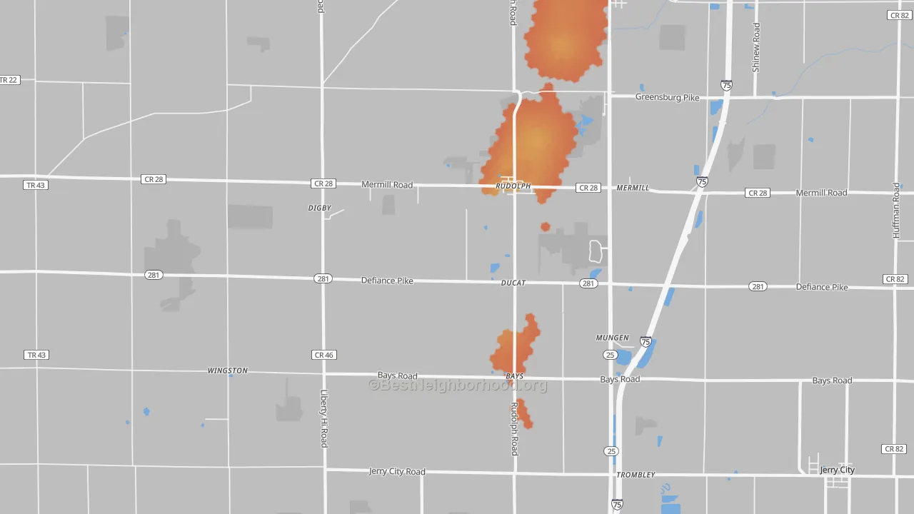 Bike Grade map of 43462, OH