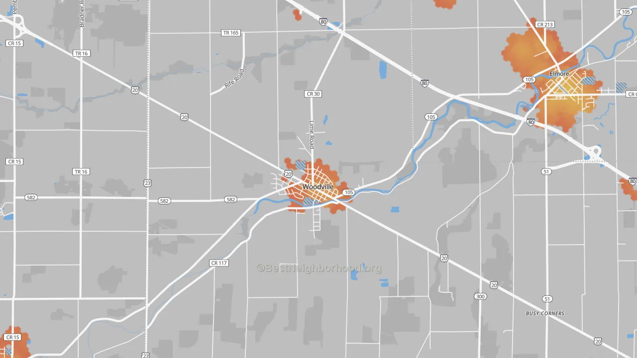 Bike Grade map of 43469, OH
