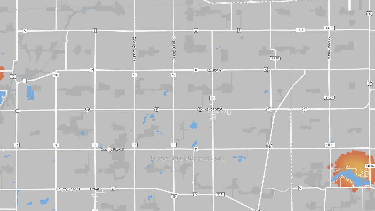 Bike Grade map of 43501, OH