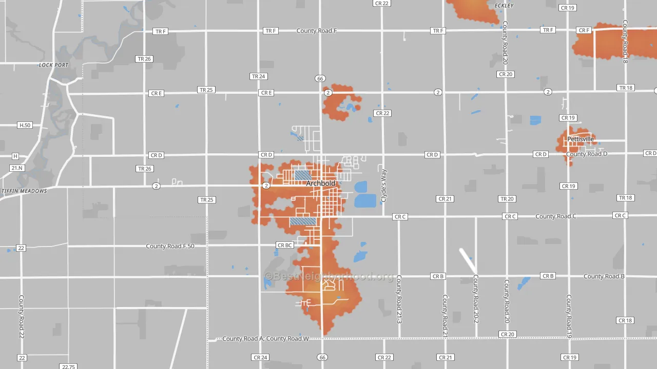Bike Grade map of 43502, OH