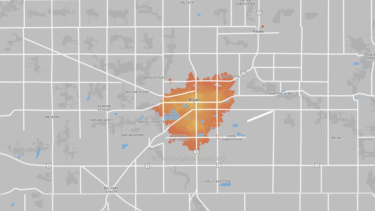 Bike Grade map of 43506, OH