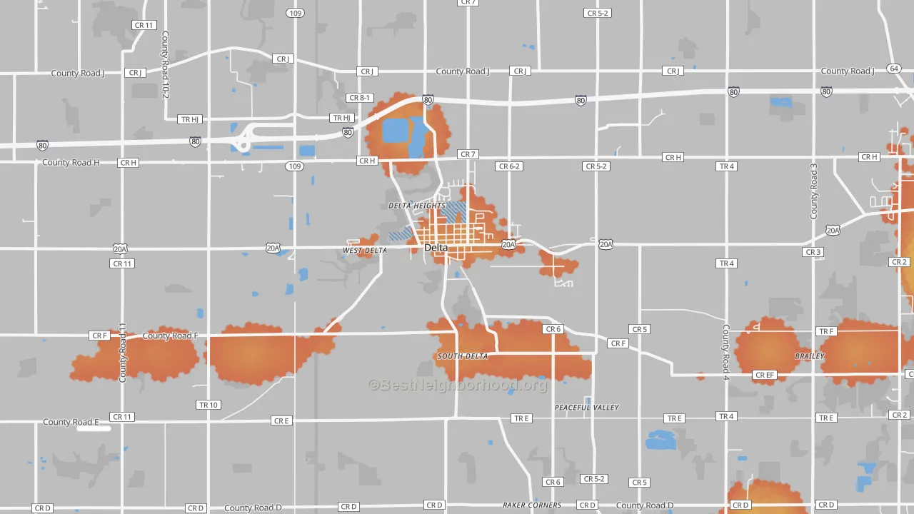 Bike Grade map of 43515, OH