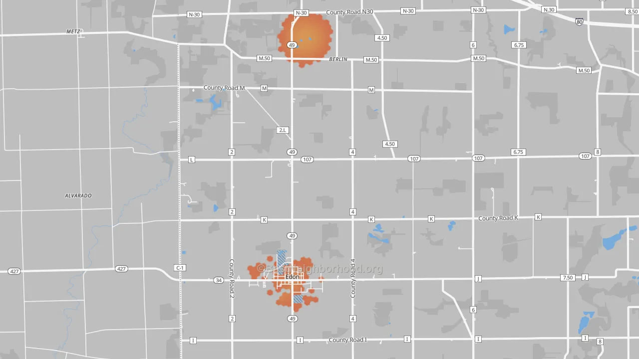 Bike Grade map of 43518, OH