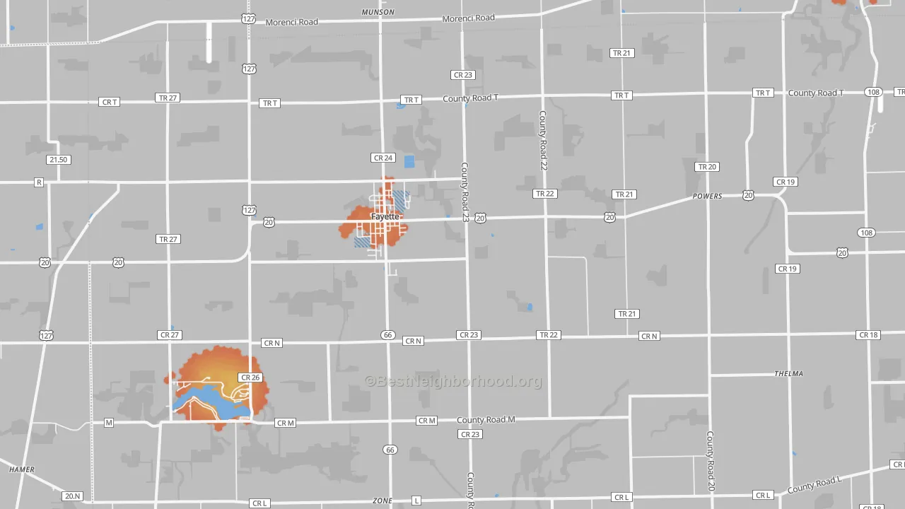 Bike Grade map of 43521, OH