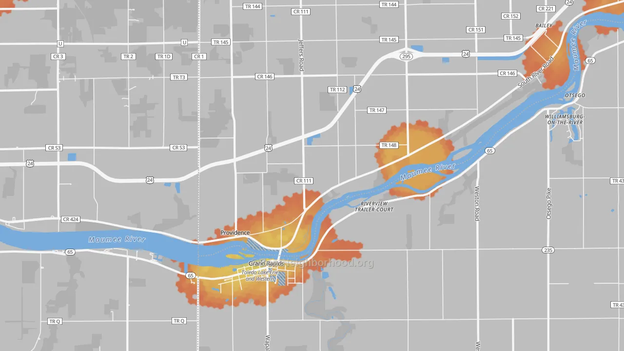 Bike Grade map of 43522, OH