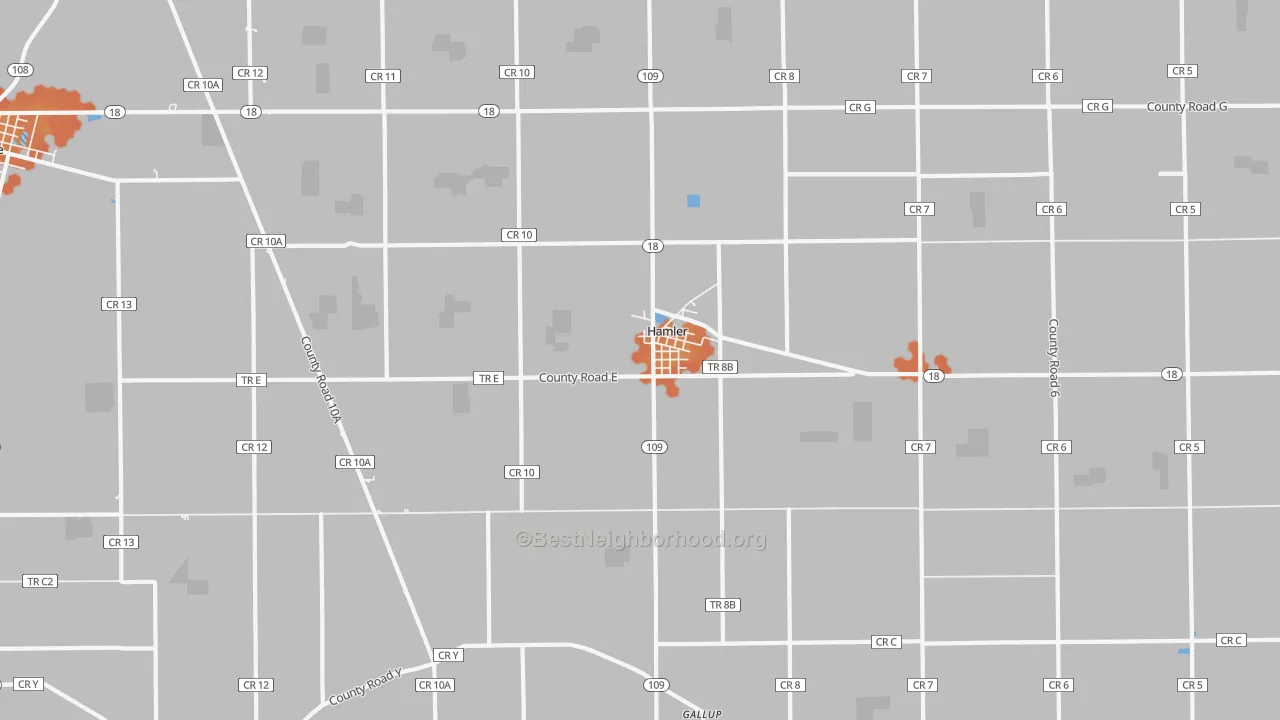 Bike Grade map of 43524, OH