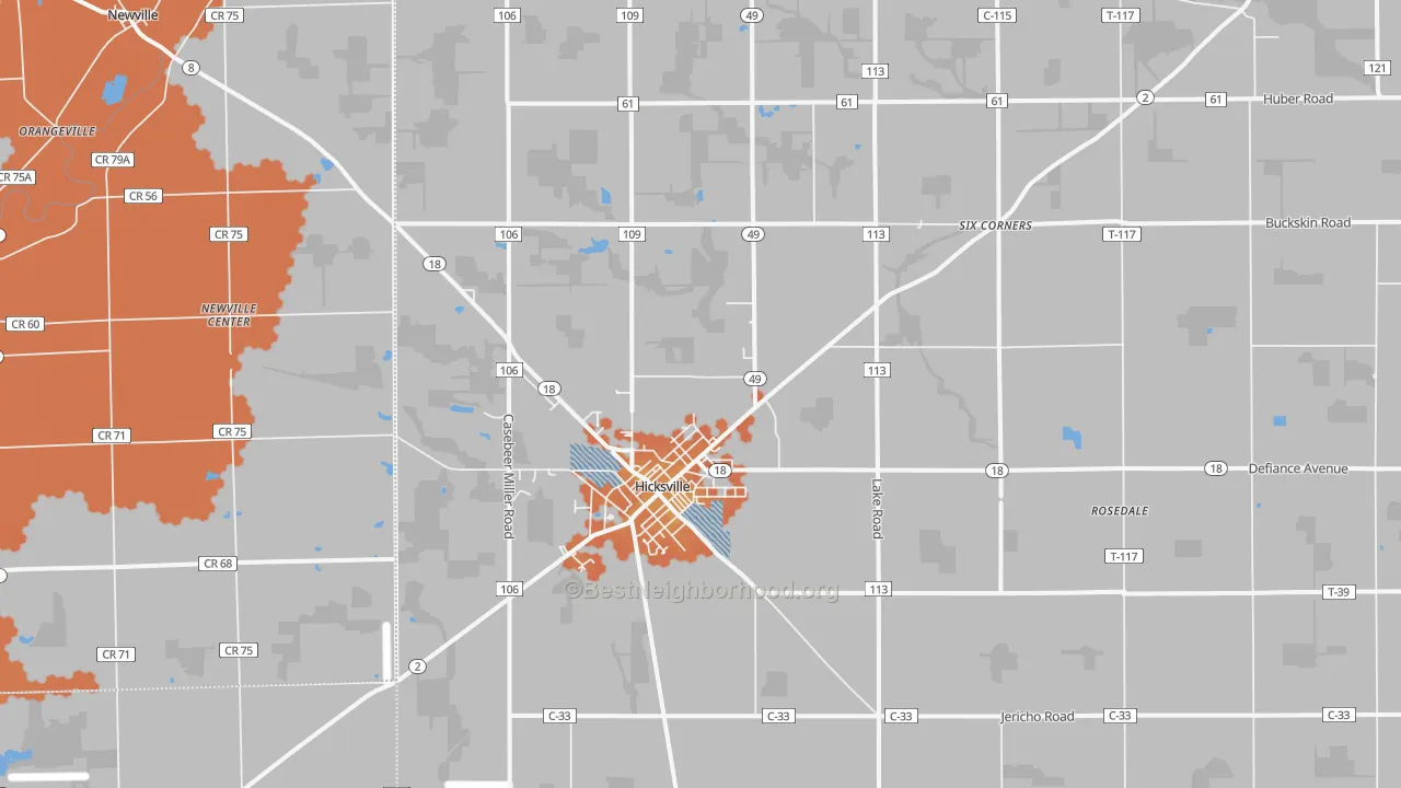 Bike Grade map of 43526, OH