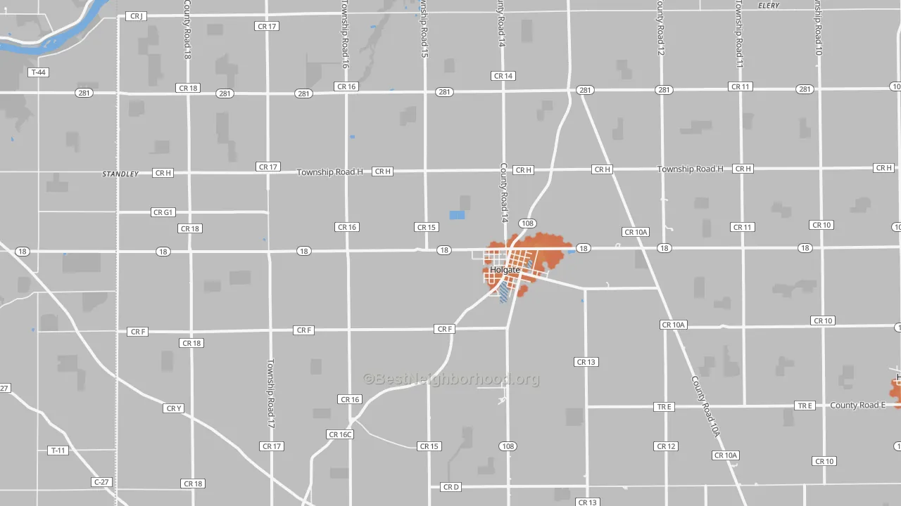 Bike Grade map of 43527, OH