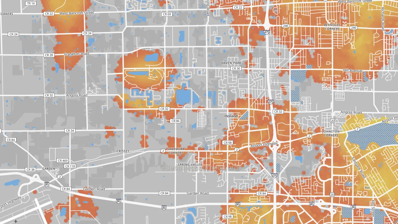 Bike Grade map of 43528, OH