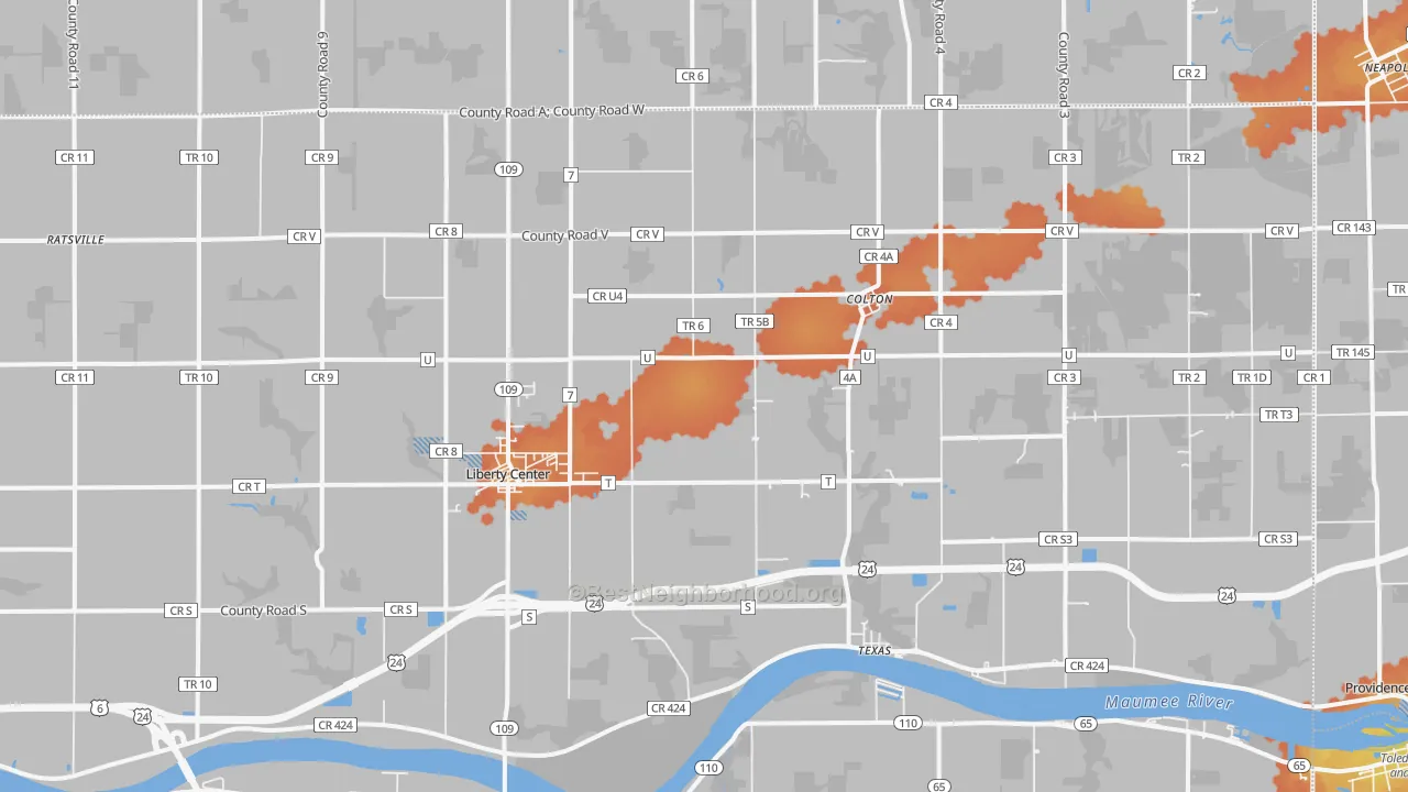 Bike Grade map of 43532, OH