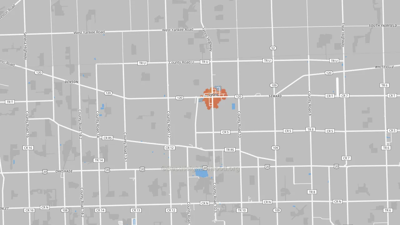 Bike Grade map of 43533, OH