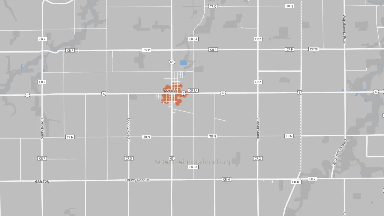 Bike Grade map of 43534, OH