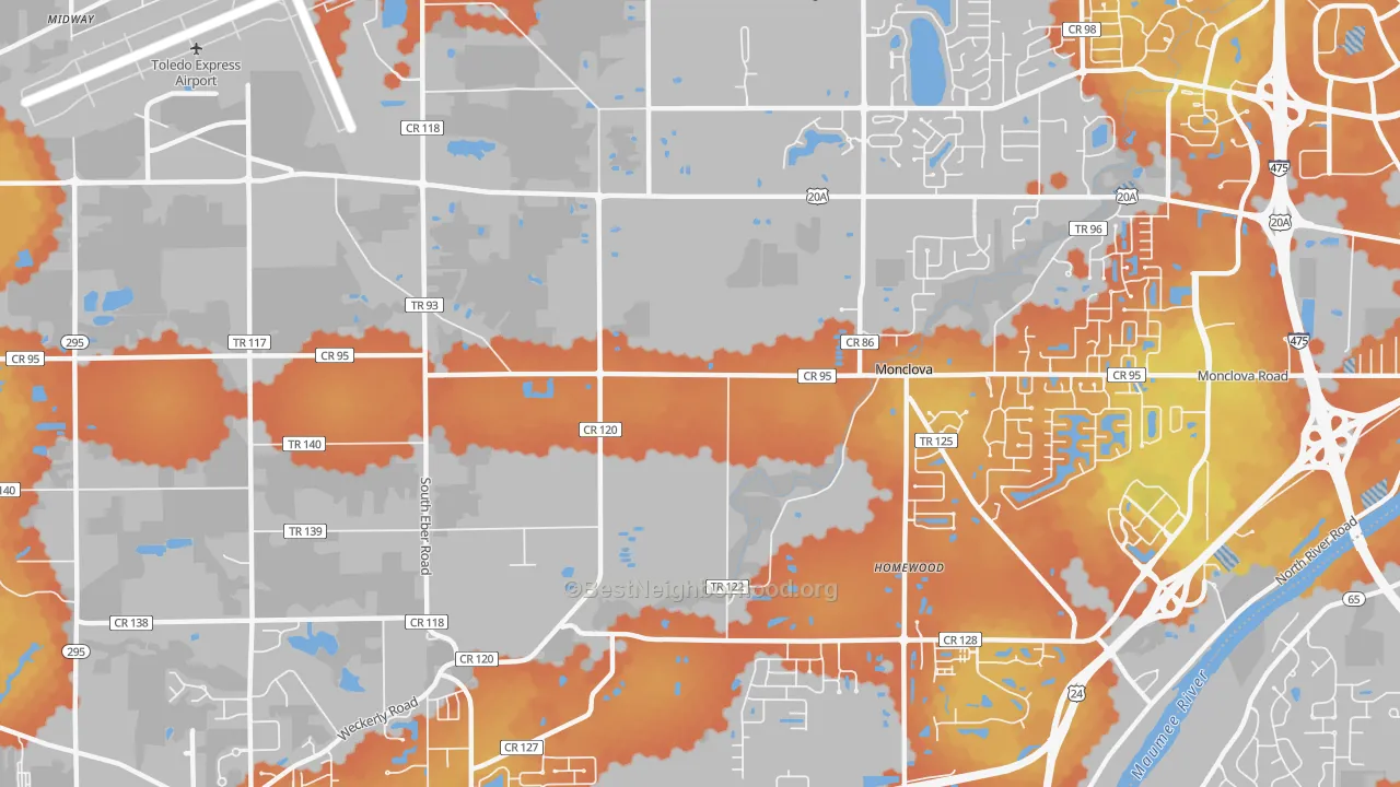 Bike Grade map of 43542, OH