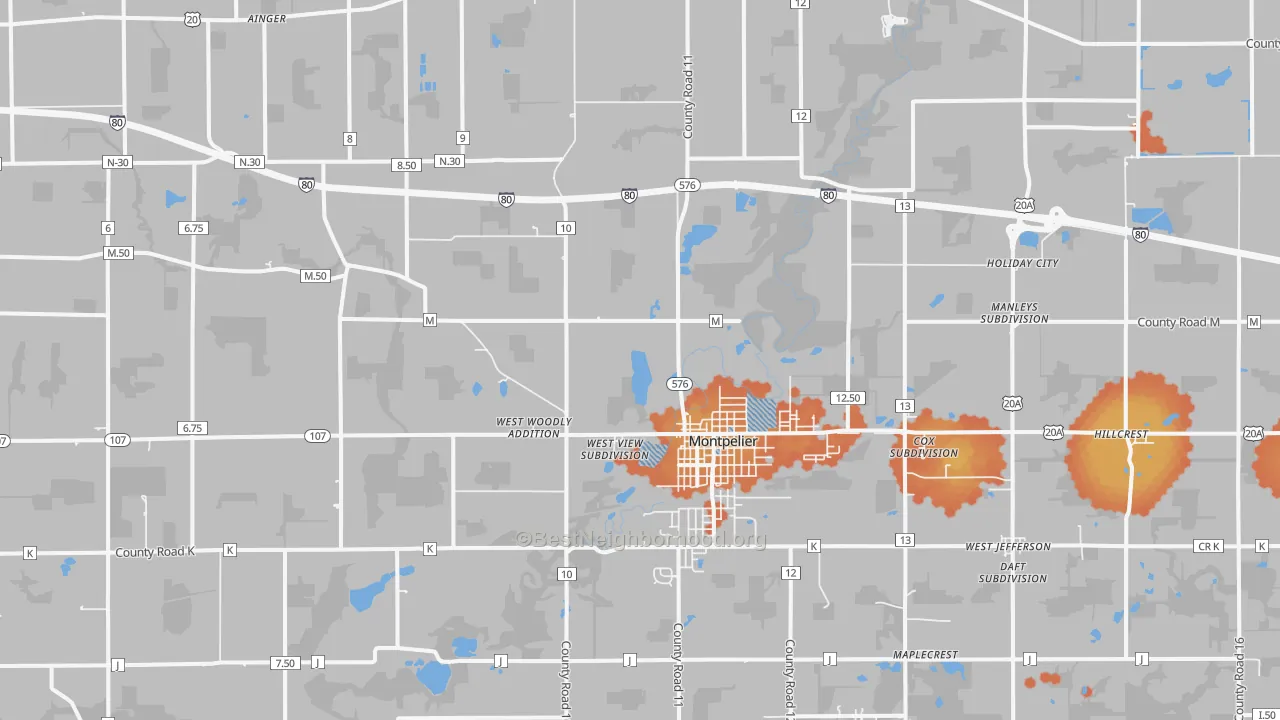 Bike Grade map of 43543, OH
