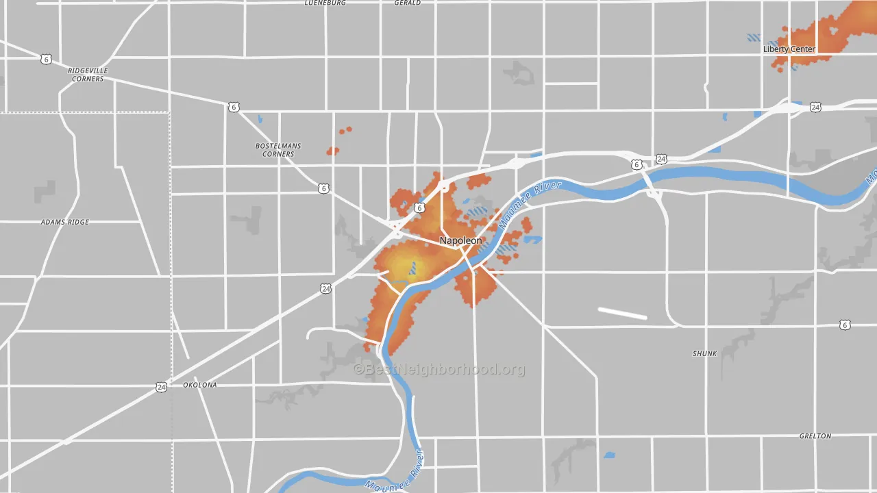 Bike Grade map of 43545, OH