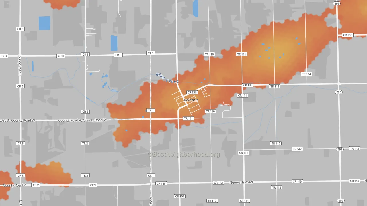 Bike Grade map of 43547, OH