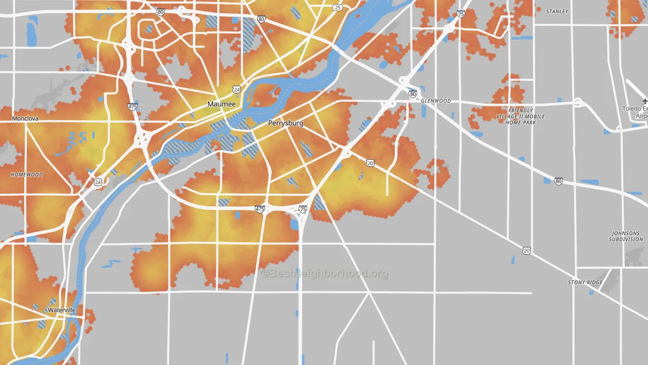 Bike Grade map of 43551, OH
