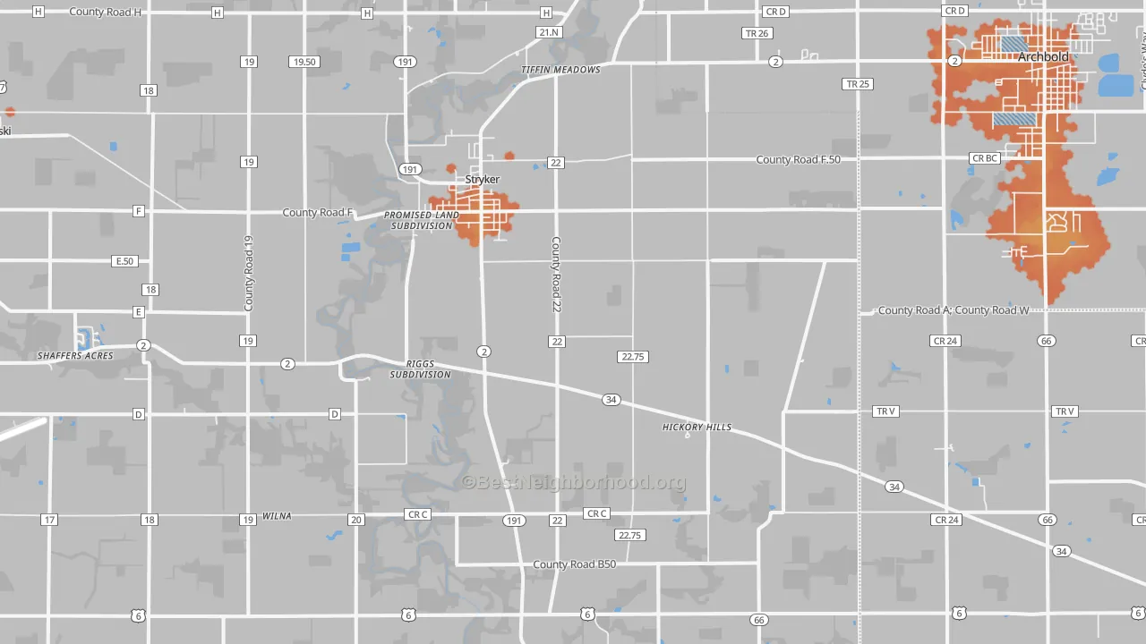 Bike Grade map of 43557, OH
