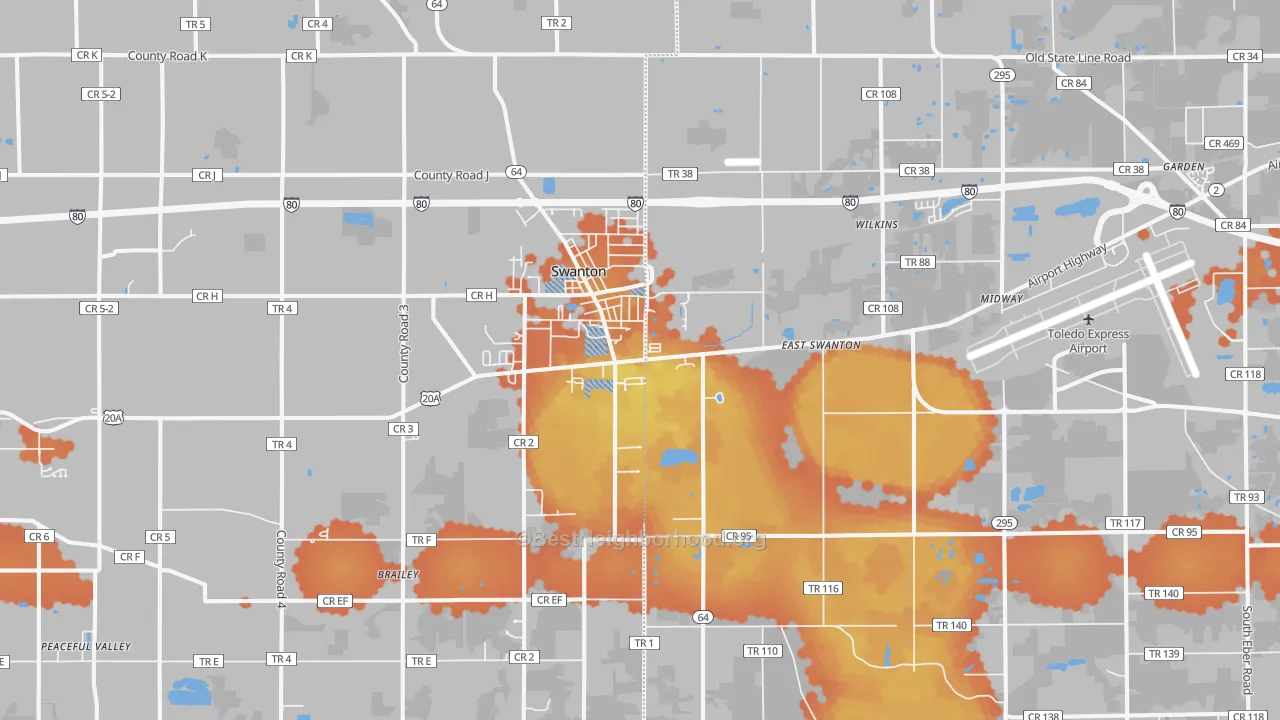 Bike Grade map of 43558, OH