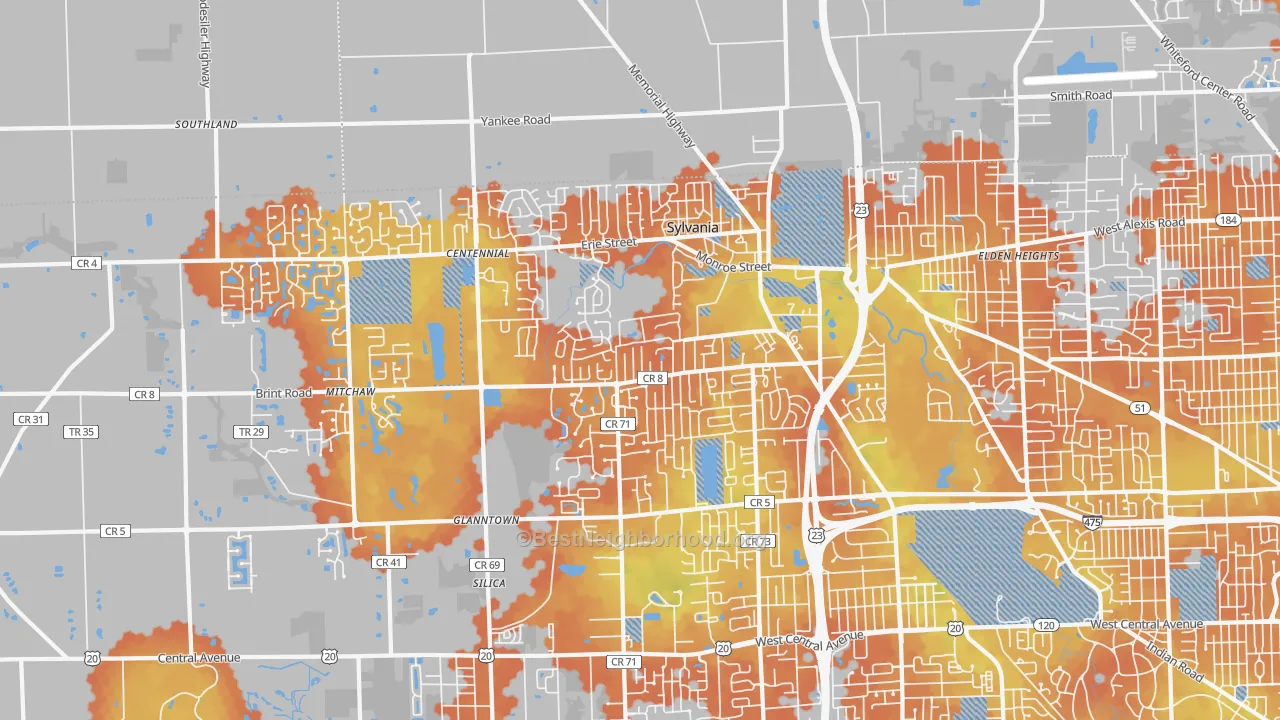 Bike Grade map of 43560, OH