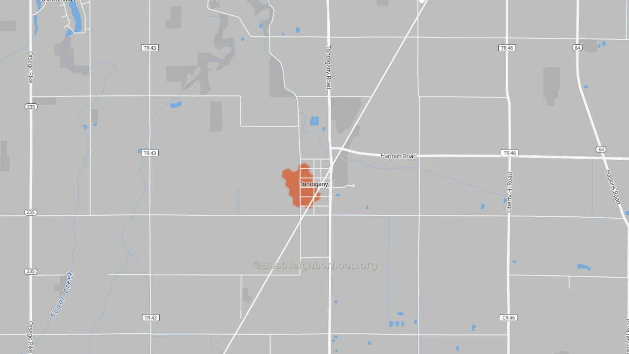 Bike Grade map of 43565, OH