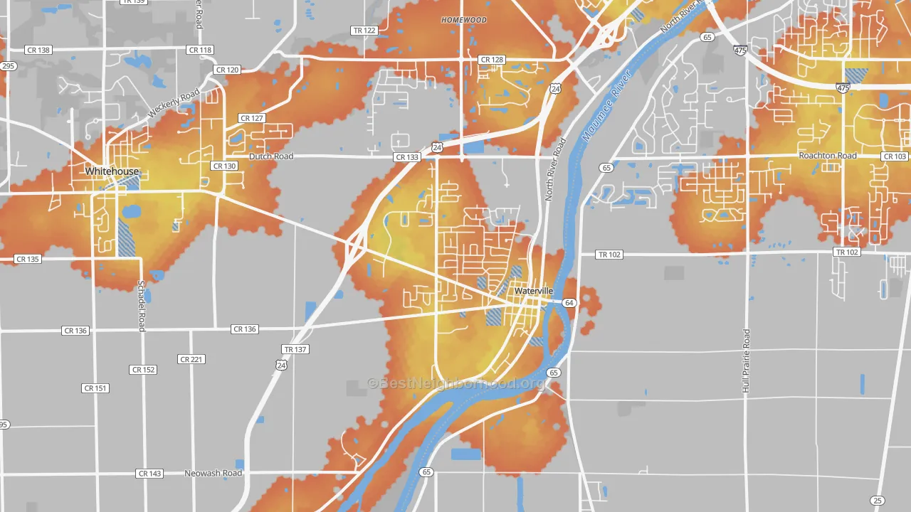 Bike Grade map of 43566, OH