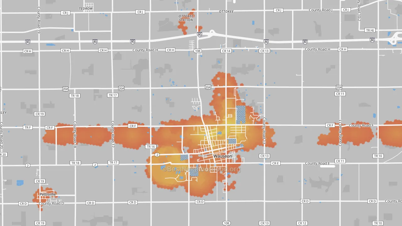 Bike Grade map of 43567, OH