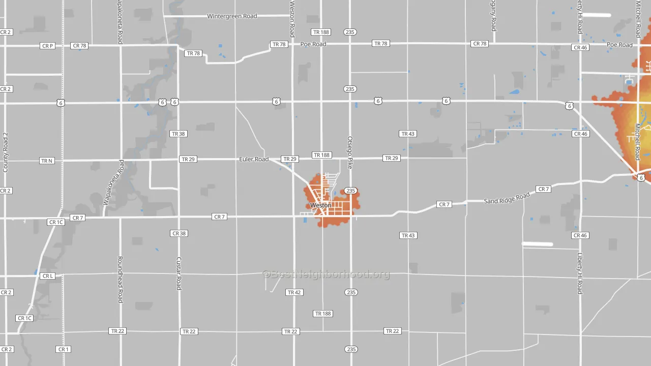 Bike Grade map of 43569, OH