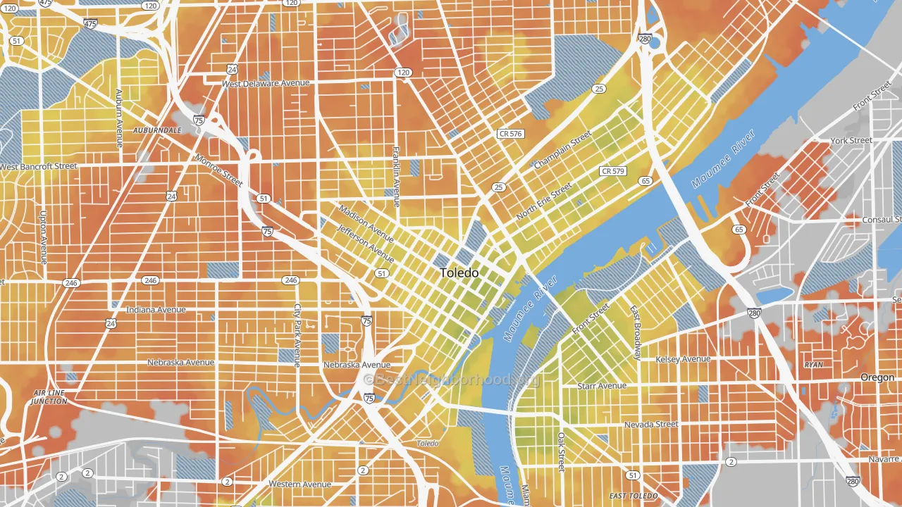 Bike Grade map of 43604, OH