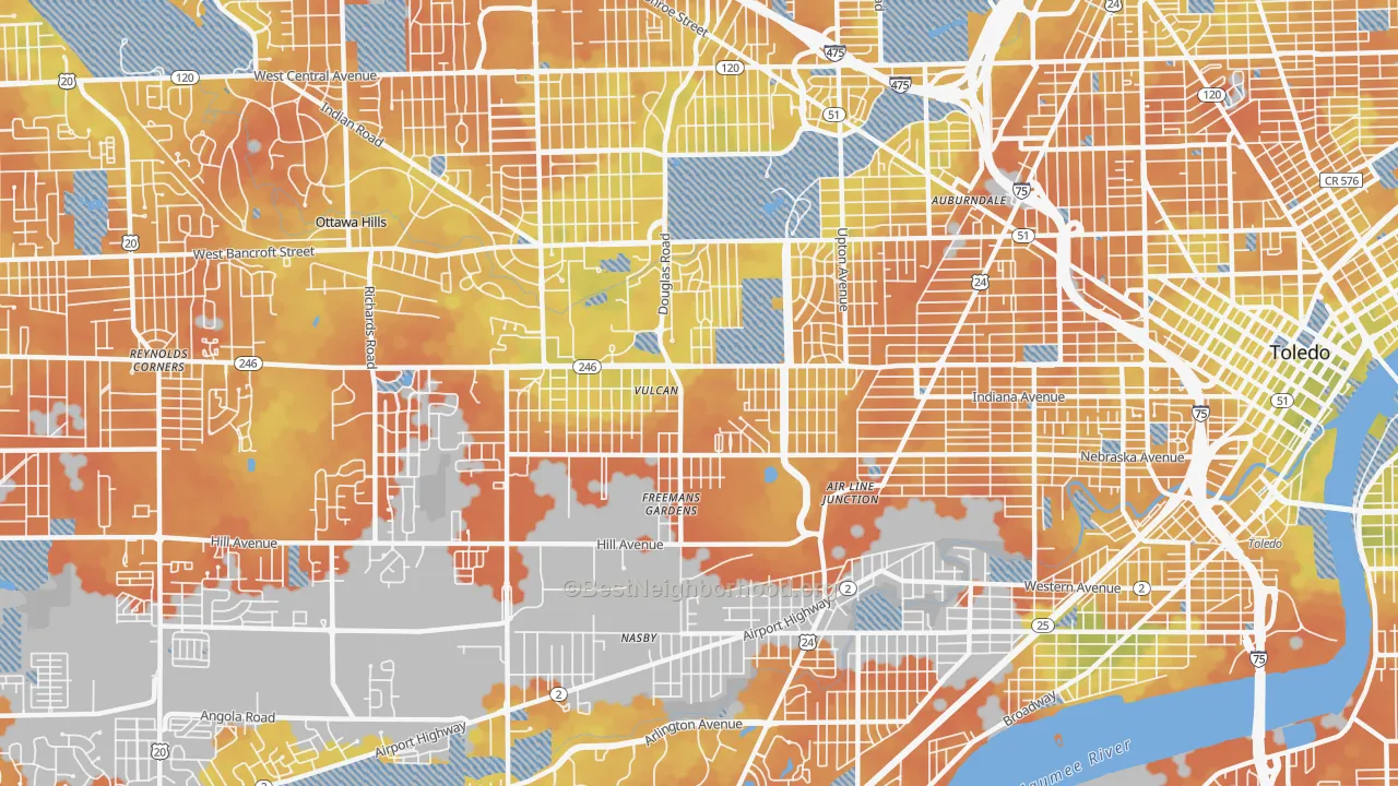 Bike Grade map of 43607, OH