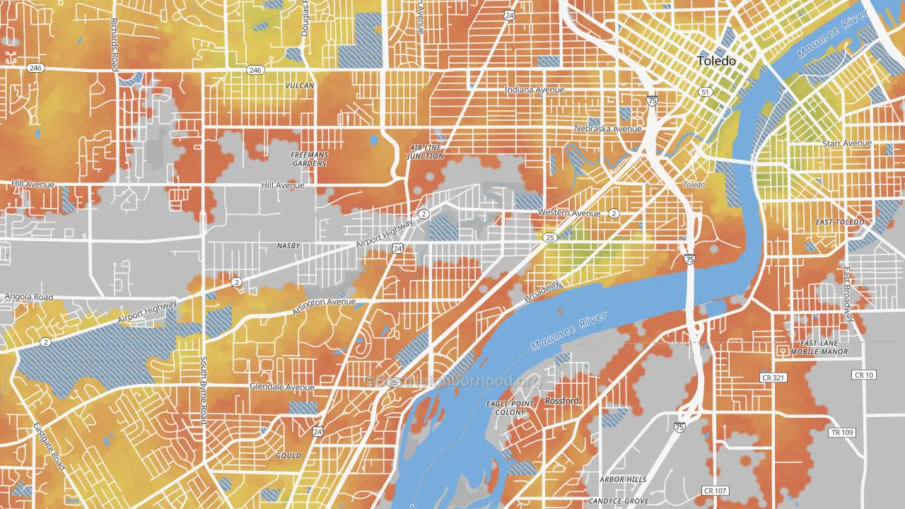Bike Grade map of 43609, OH